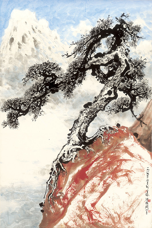近现代 关山月 石上松 90x140cm